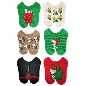 6 pair Peanuts holiday no-show Socks